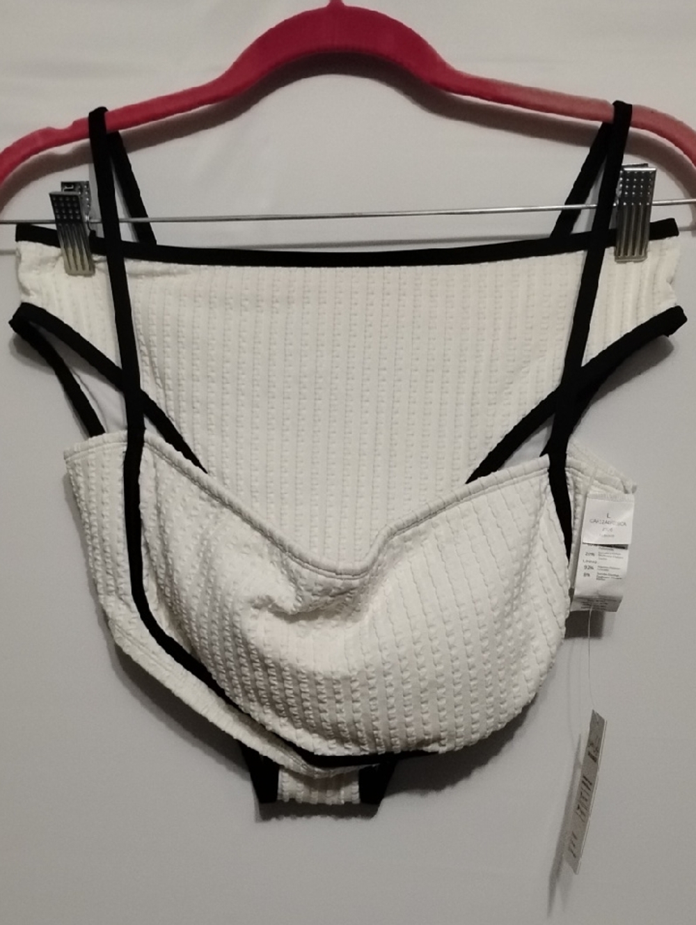 Cupshe White Textured Bralette with‎ Black Trim